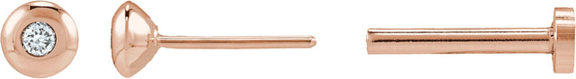 14K Gold Natural Diamond Round Bezel-Set Stud Earrings – 1.5-5.2mm Stones - Rose Gold