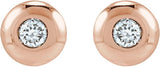 14K Gold Natural Diamond Round Bezel-Set Stud Earrings – 1.5-5.2mm Stones - Rose Gold - view 2