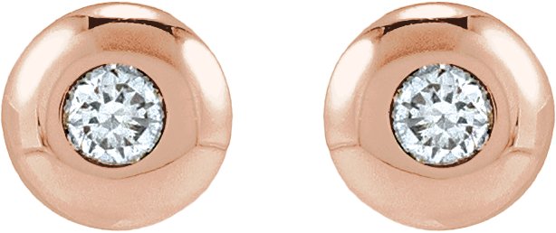 14K Gold Natural Diamond Round Bezel-Set Stud Earrings – 1.5-5.2mm Stones - Rose Gold - view 2