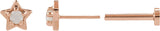 14K Gold Round Natural White Opal Star Cabochon Earrings - Rose Gold - view 2