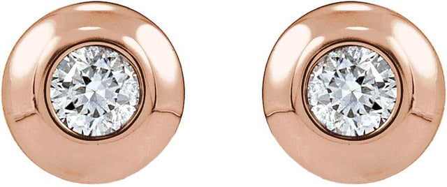 14K Gold Lab-Grown Diamond Round Bezel-Set Stud Earrings – 1.5-5.2mm Stones - Rose Gold - view 2