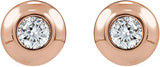 14K Gold Natural Diamond Round Bezel-Set Stud Earrings – 1.5-5.2mm Stones - Rose Gold - view 2