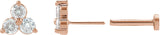 14K Gold Round Natural Diamond Three-Stone Cluster Earrings - Rose Gold