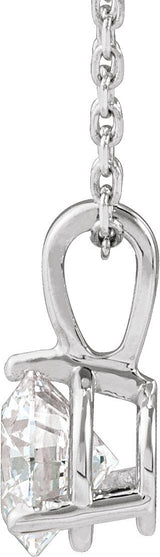 14K Gold Round Natural Diamond Solitaire Necklace or Pendant - White Gold - view 2