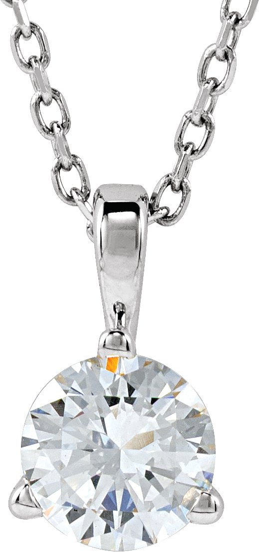 Platinum Round Natural Diamond Solitaire Necklace or Pendant