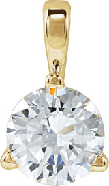 14K Gold Round Lab-Grown Moissanite Solitaire Necklace or Pendant - Yellow Gold