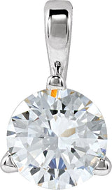Platinum Round Lab-Grown Moissanite Solitaire Necklace or Pendant