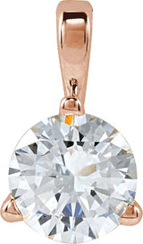 14K Gold Round Lab-Grown Moissanite Solitaire Necklace or Pendant - Rose Gold