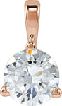 14K Gold Round Lab-Grown Moissanite Solitaire Necklace or Pendant - Rose Gold