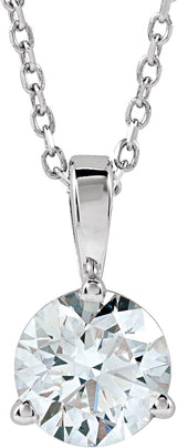 14K Gold Round Lab-Grown Diamond Solitaire Necklace or Pendant - White Gold