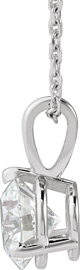 14K Gold Round Lab-Grown Diamond Solitaire Necklace or Pendant - White Gold - view 2