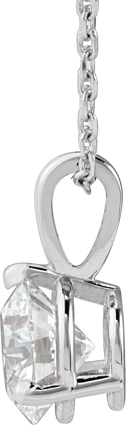 14K Gold Round Lab-Grown Diamond Solitaire Necklace or Pendant - White Gold - view 2