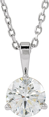 14K Gold Round Lab-Grown Diamond Solitaire Necklace or Pendant - White Gold
