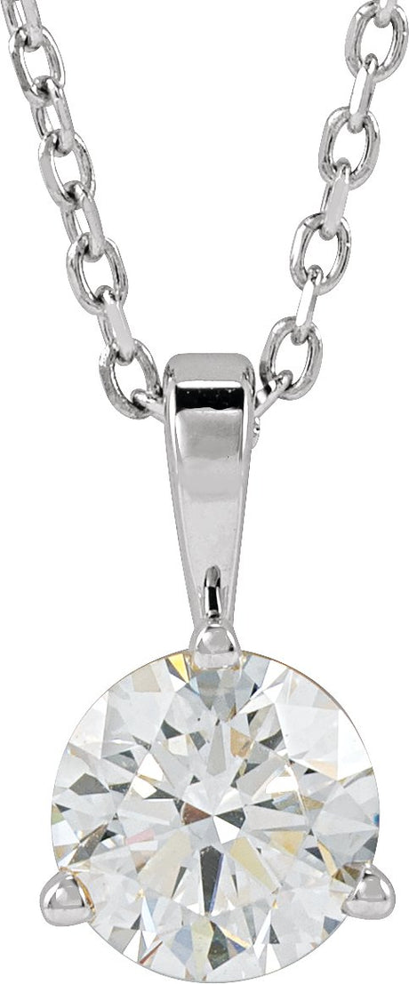 Platinum Round Lab-Grown Diamond Solitaire Necklace or Pendant