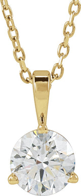 14K Gold Round Lab-Grown Diamond Solitaire Necklace or Pendant - Yellow Gold