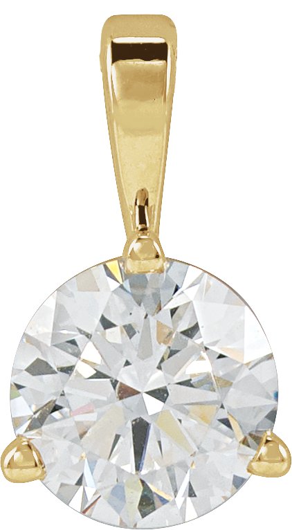 14K Gold Round Lab-Grown Diamond Solitaire Necklace or Pendant - Yellow Gold