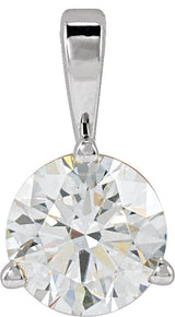 14K Gold Round Lab-Grown Moissanite Solitaire Necklace or Pendant II - White Gold