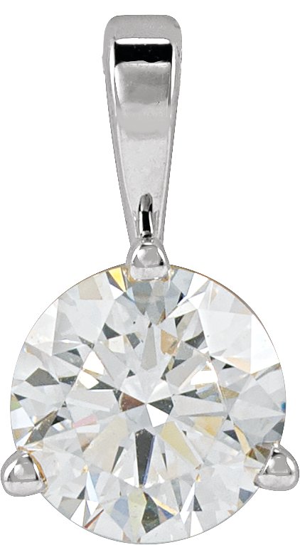 Platinum Round Natural Diamond Solitaire Necklace or Pendant