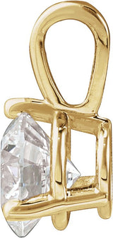 14K Gold Round Lab-Grown Diamond Solitaire Necklace or Pendant - Yellow Gold - view 2