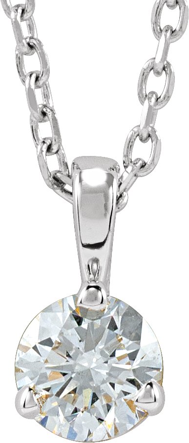 14K Gold Round Lab-Grown Diamond Solitaire Necklace or Pendant - White Gold