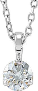 Platinum Round Natural Diamond Solitaire Necklace or Pendant