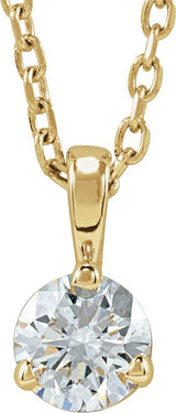 14K Gold Round Lab-Grown Diamond Solitaire Necklace or Pendant - Yellow Gold