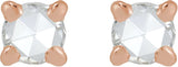 14K Gold Natural Diamond Round Rose-Cut 4-Prong Claw Stud Earrings - Rose Gold - view 2