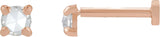 14K Gold Natural Diamond Round Rose-Cut 4-Prong Claw Stud Earrings - Rose Gold