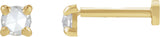 14K Gold Natural Diamond Round Rose-Cut 4-Prong Claw Stud Earrings - Yellow Gold