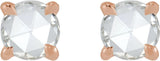 14K Gold Natural Diamond Round Rose-Cut 4-Prong Claw Stud Earrings - Rose Gold - view 2