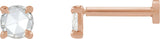 14K Gold Natural Diamond Round Rose-Cut 4-Prong Claw Stud Earrings - Rose Gold