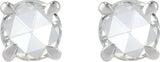14K Gold Natural Diamond Round Rose-Cut 4-Prong Claw Stud Earrings - White Gold - view 2