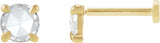 14K Gold Natural Diamond Round Rose-Cut 4-Prong Claw Stud Earrings - Yellow Gold