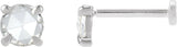 14K Gold Natural Diamond Round Rose-Cut 4-Prong Claw Stud Earrings - White Gold