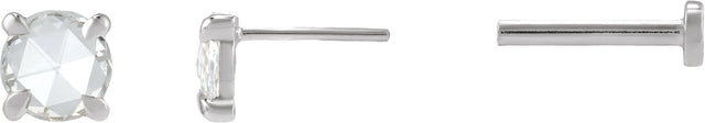 14K Gold Natural Diamond Round Rose-Cut 4-Prong Claw Stud Earrings - White Gold - view 3
