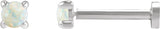 14K Gold Natural White Opal Round Rose-Cut 4-Prong Claw Stud Earrings - White Gold