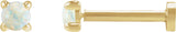 14K Gold Natural White Opal Round Rose-Cut 4-Prong Claw Stud Earrings - Yellow Gold