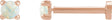 14K Gold Natural White Opal Round Rose-Cut 4-Prong Claw Stud Earrings - Rose Gold