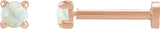 14K Gold Natural White Opal Round Rose-Cut 4-Prong Claw Stud Earrings - Rose Gold