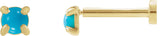 14K Gold Natural Turquoise Round Rose-Cut 4-Prong Claw Stud Earrings - Yellow Gold