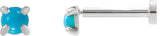 14K Gold Natural Turquoise Round Rose-Cut 4-Prong Claw Stud Earrings - White Gold