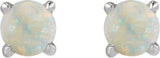 14K Gold Natural White Opal Round Rose-Cut 4-Prong Claw Stud Earrings - White Gold - view 2