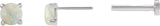 14K Gold Natural White Opal Round Rose-Cut 4-Prong Claw Stud Earrings - White Gold - view 3