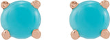 14K Gold Natural Turquoise Round Rose-Cut 4-Prong Claw Stud Earrings - Rose Gold - view 2