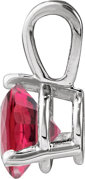 Platinum Round Lab-Grown Ruby Solitaire Necklace or Pendant IV - view 2