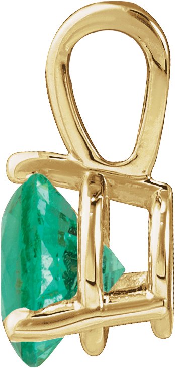 14K Gold Round Lab-Grown Emerald Solitaire Necklace or Pendant IV - Yellow Gold - view 2