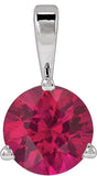 Platinum Round Lab-Grown Ruby Solitaire Necklace or Pendant IV