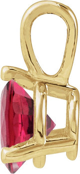 14K Gold Round Lab-Grown Ruby Solitaire Necklace or Pendant - Yellow Gold - view 2