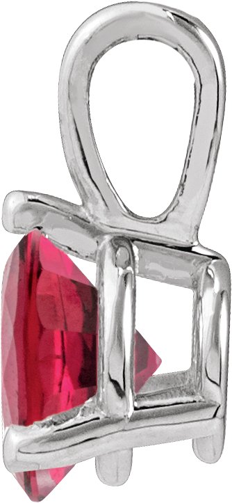 Platinum Round Lab-Grown Ruby Solitaire Necklace or Pendant - view 2