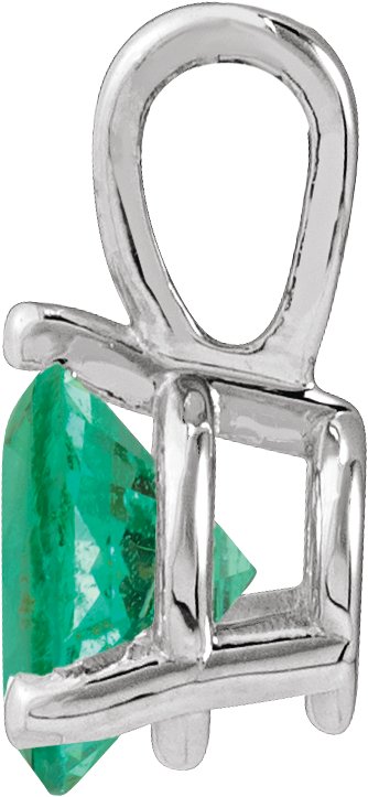 Platinum Round Lab-Grown Emerald Solitaire Necklace or Pendant - view 2